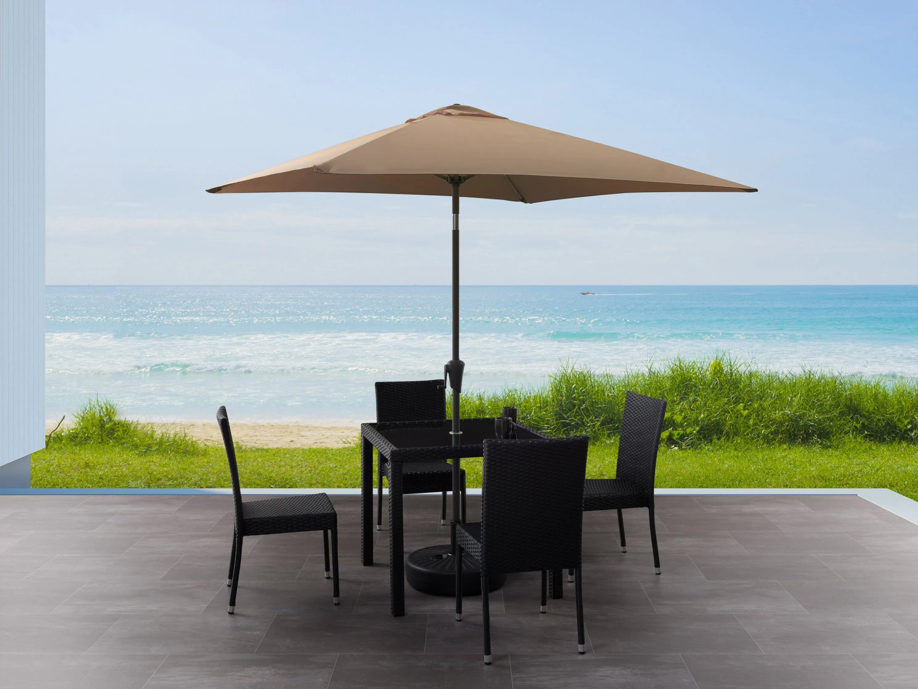 9ft Square Brown Patio Umbrella