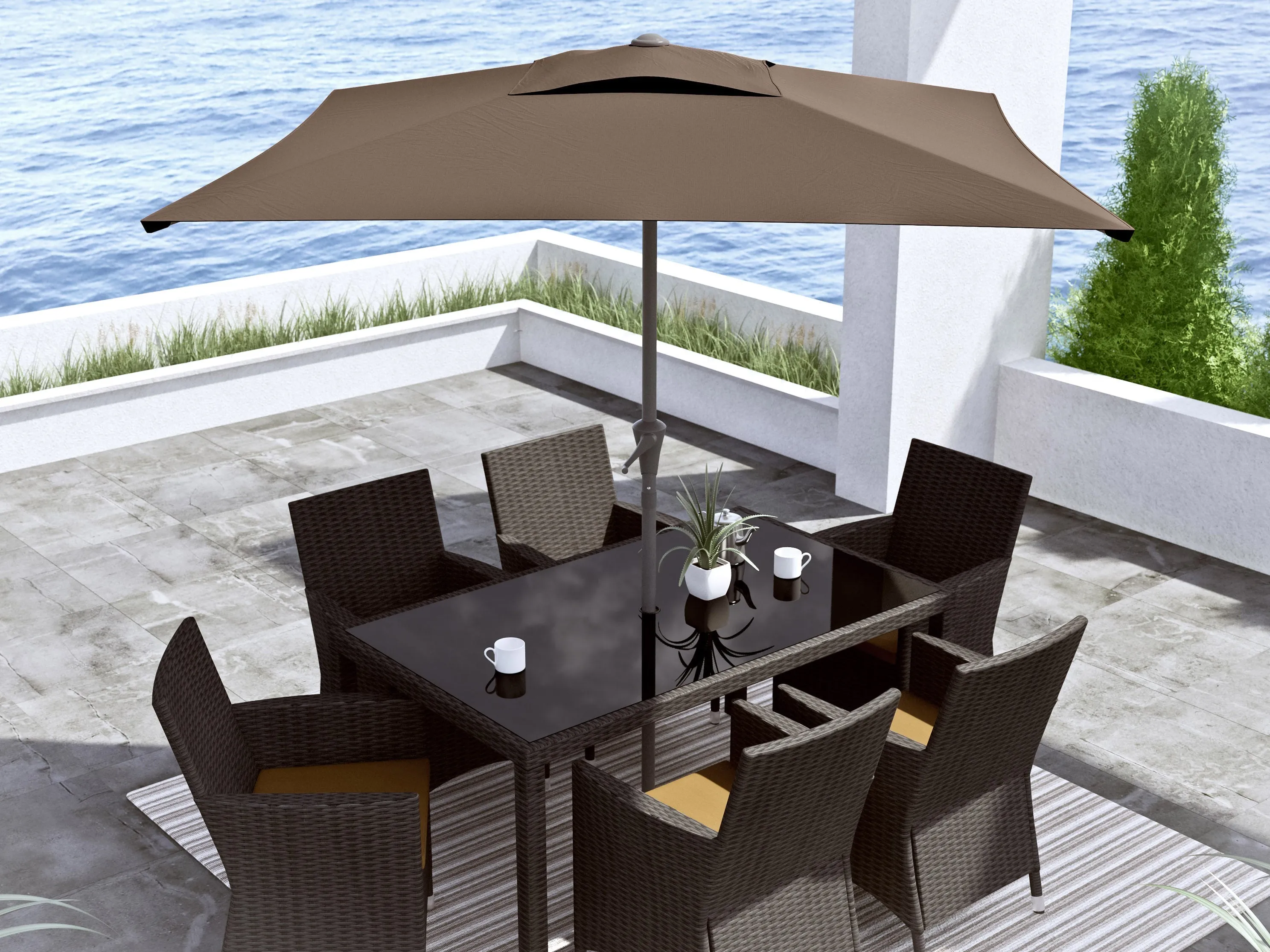 9ft Square Brown Patio Umbrella