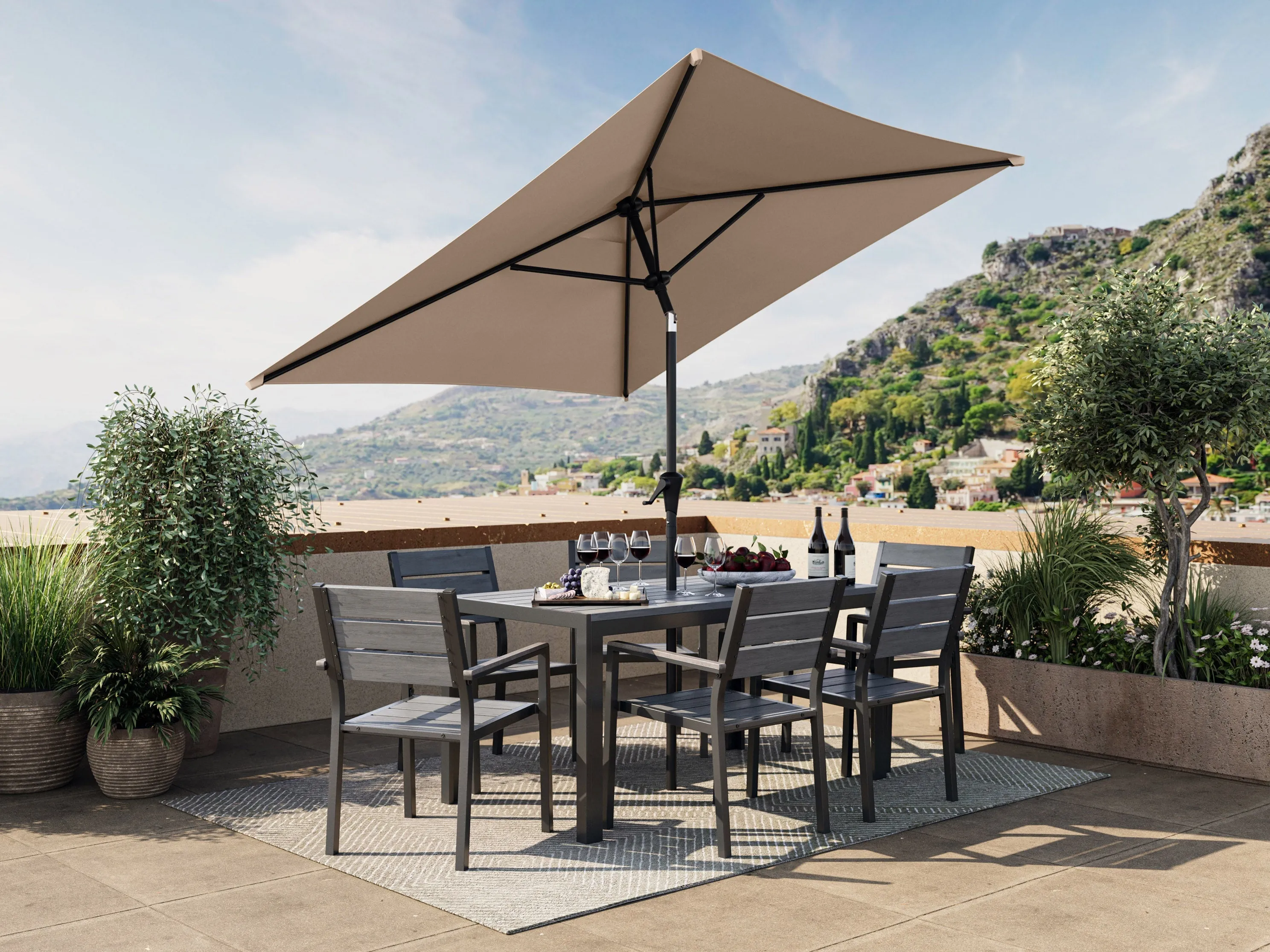 9ft Square Brown Patio Umbrella