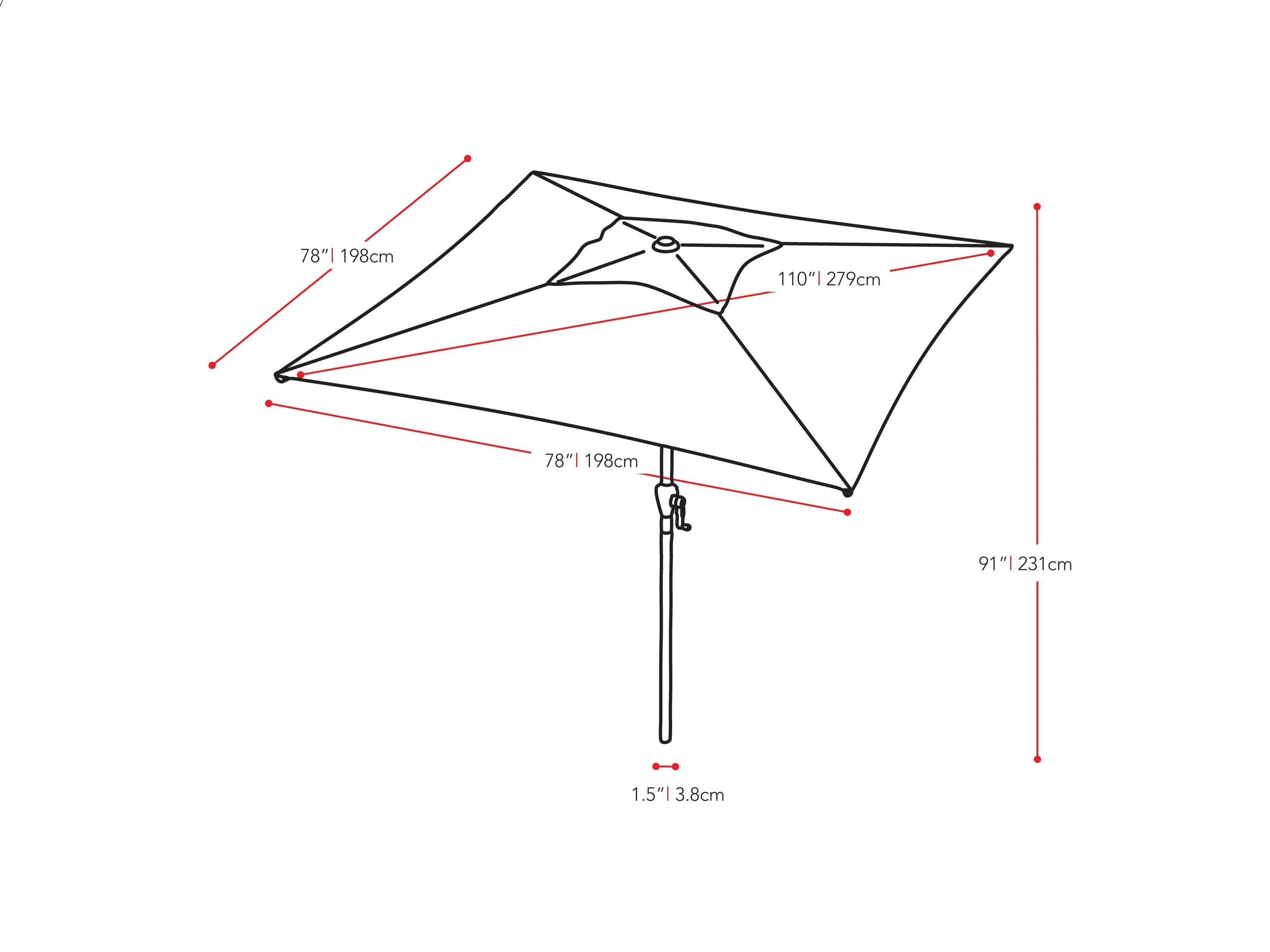 9ft Square Brown Patio Umbrella