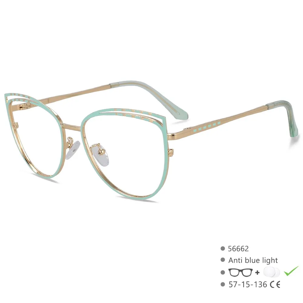 CCspace Women's Full Rim Square Cat Eye Alloy Eyeglasses 56662