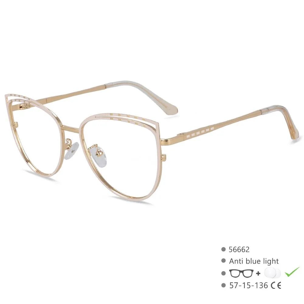 CCspace Women's Full Rim Square Cat Eye Alloy Eyeglasses 56662