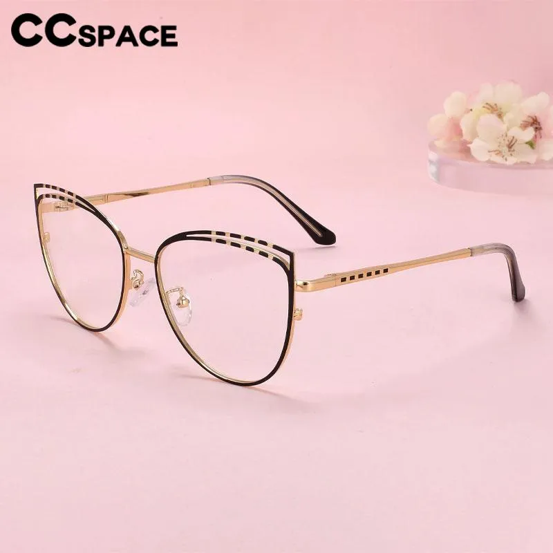 CCspace Women's Full Rim Square Cat Eye Alloy Eyeglasses 56662
