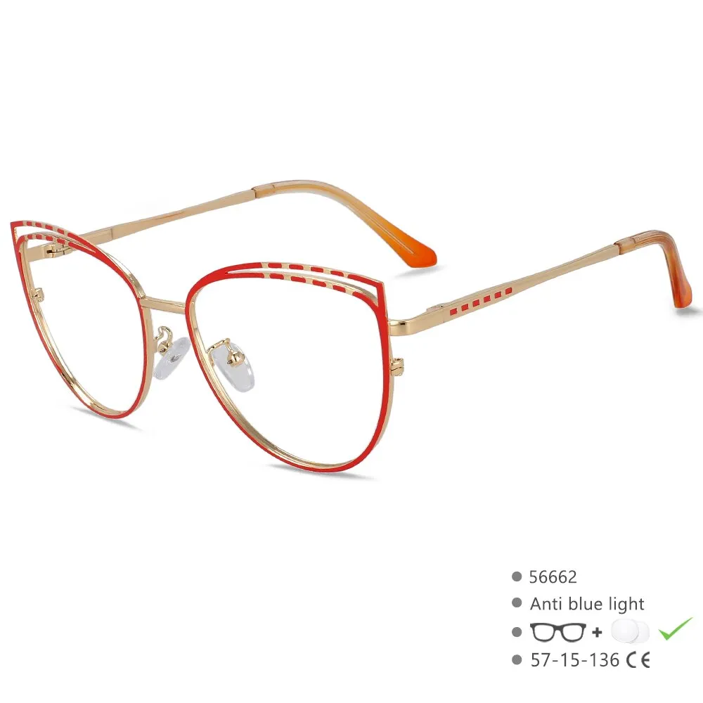 CCspace Women's Full Rim Square Cat Eye Alloy Eyeglasses 56662