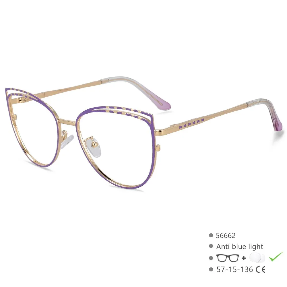 CCspace Women's Full Rim Square Cat Eye Alloy Eyeglasses 56662