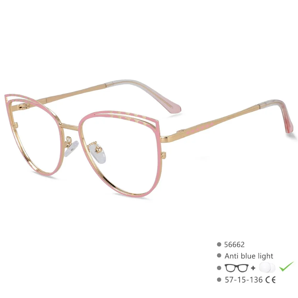 CCspace Women's Full Rim Square Cat Eye Alloy Eyeglasses 56662
