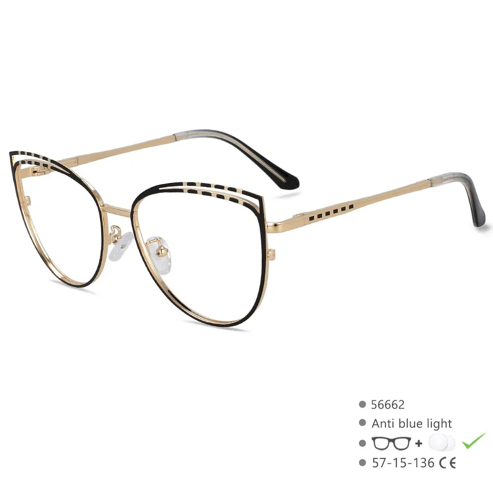 CCspace Women's Full Rim Square Cat Eye Alloy Eyeglasses 56662
