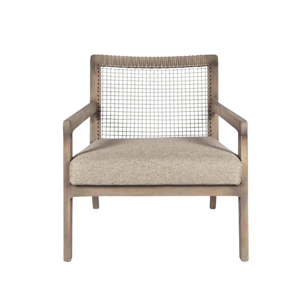 Gazzoni Outdoor Teak and Rope Lounge Chair