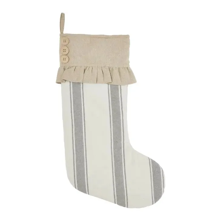 Grain Sack Striped Ruffled Stocking