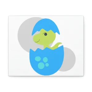 Green and Blue Dinosaur Egg Stretched Canvas