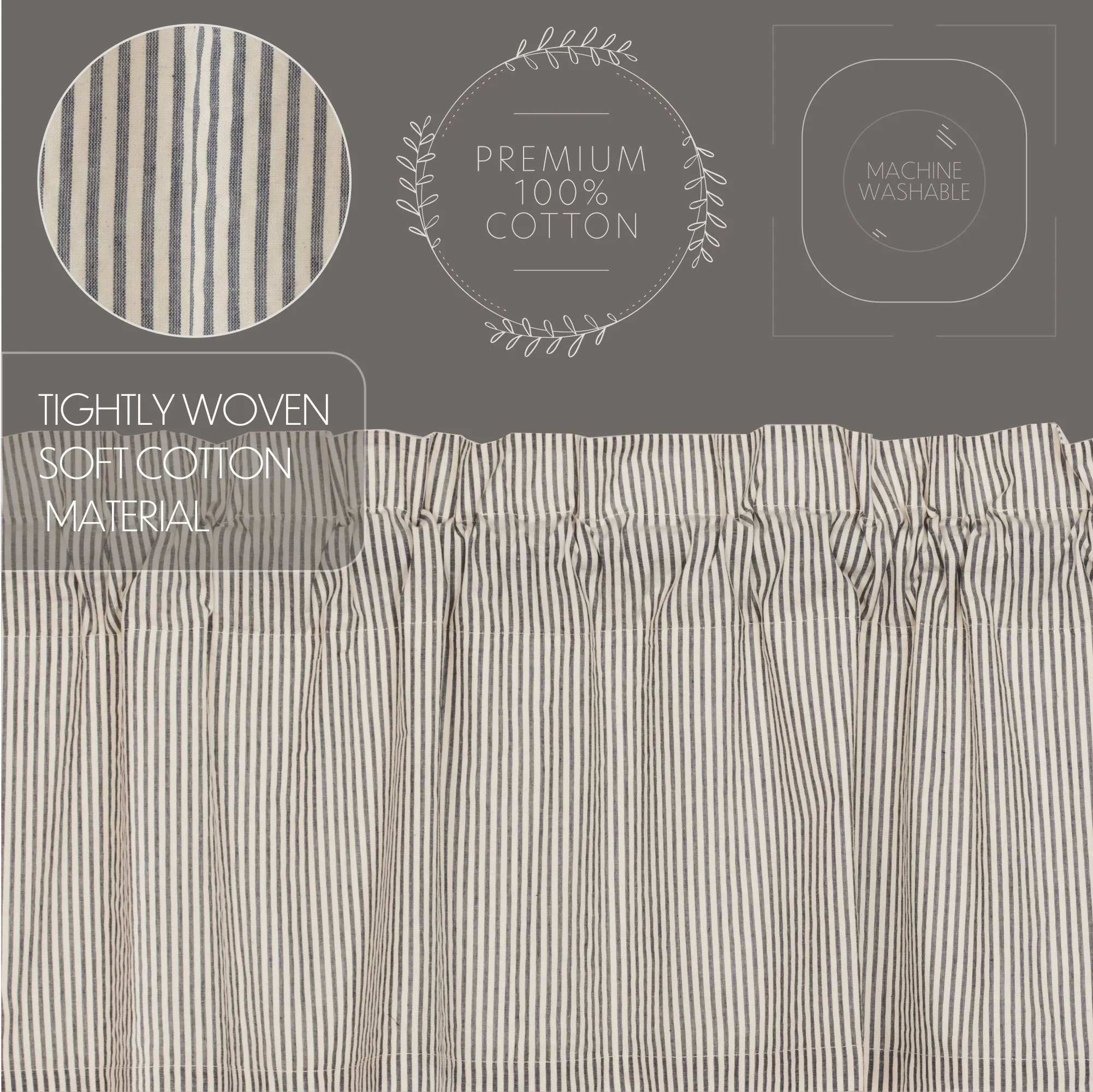 Hatteras Seersucker Ticking Stripe Swag Set of 2