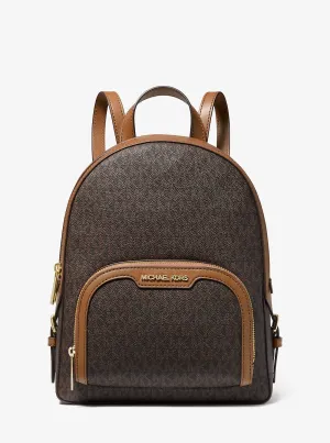 Jaycee Medium Michael Kors Logo Backpack, Brown
