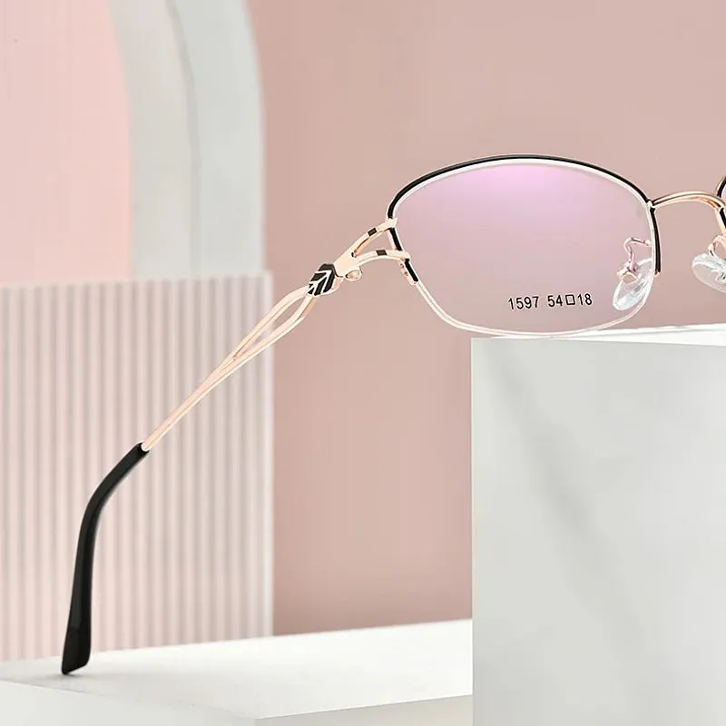KatKani Women's Semi Rim Square Alloy Eyeglasses 1597