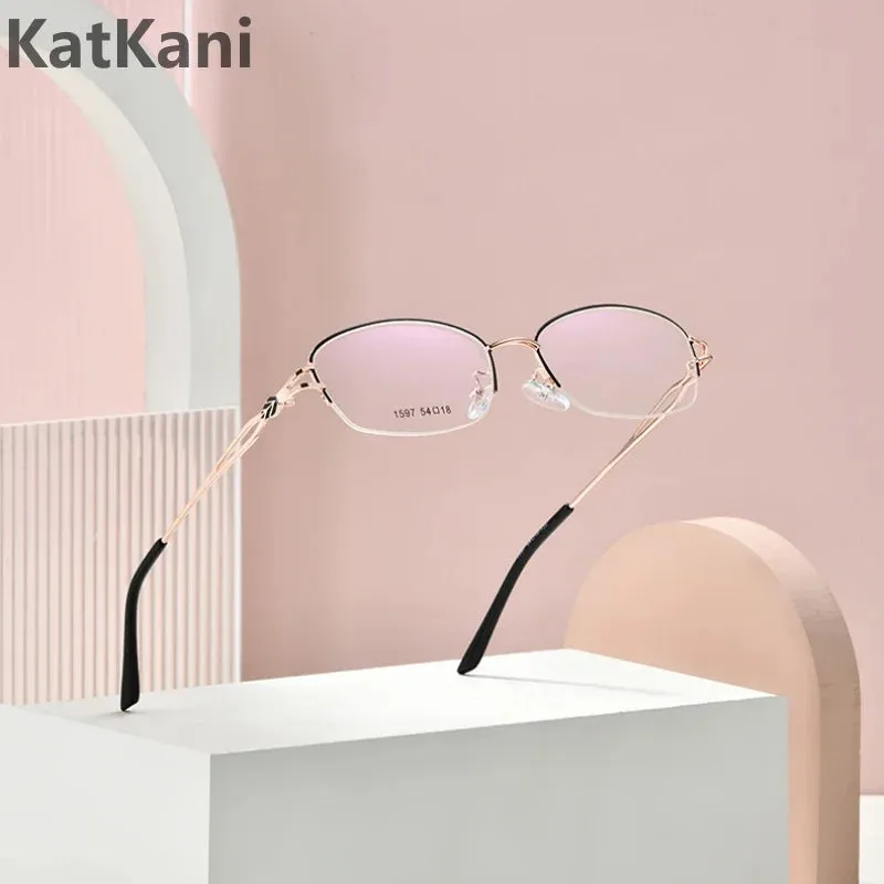 KatKani Women's Semi Rim Square Alloy Eyeglasses 1597