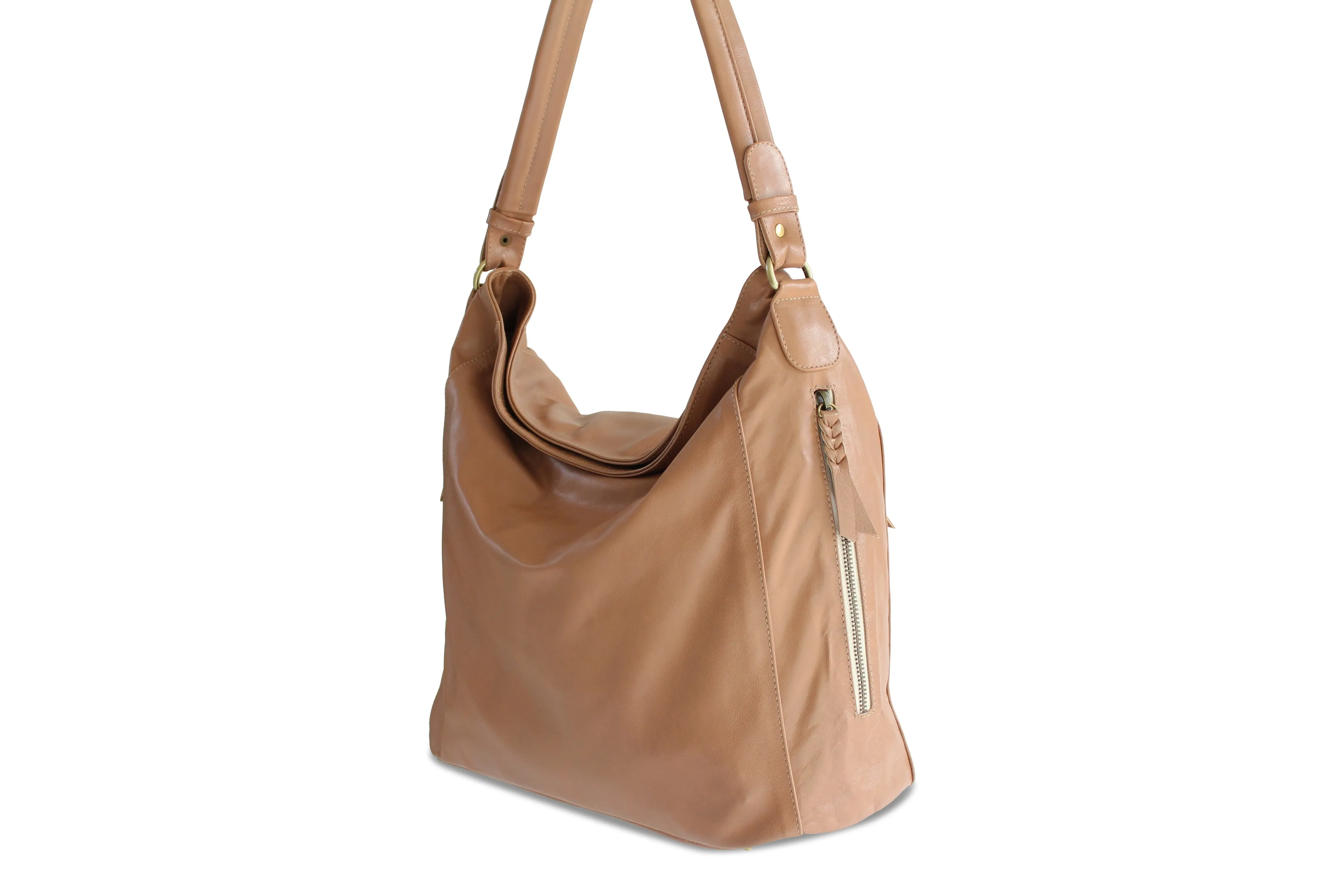LOLA HOBO LEATHER HANDBAG IN NUDE