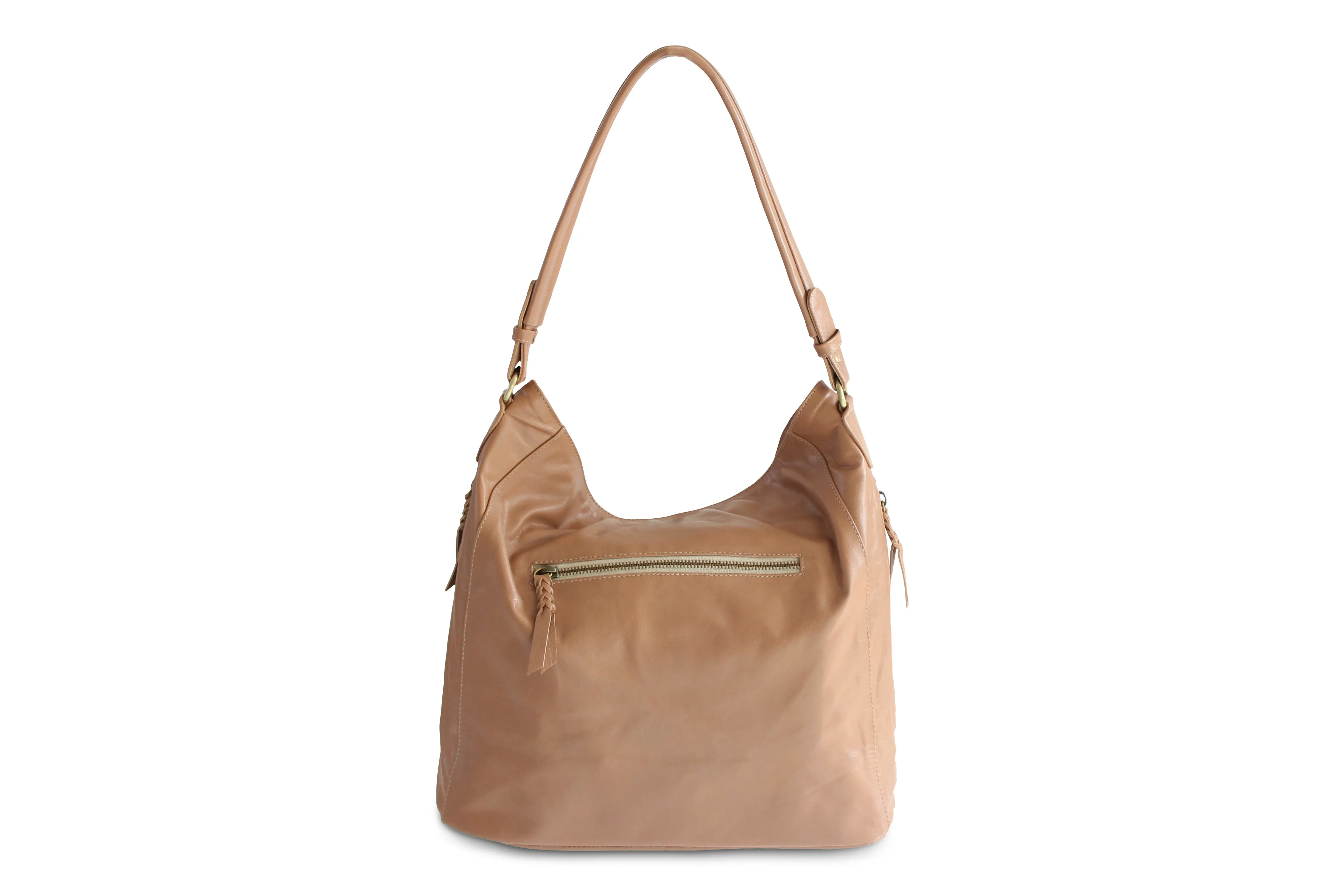 LOLA HOBO LEATHER HANDBAG IN NUDE