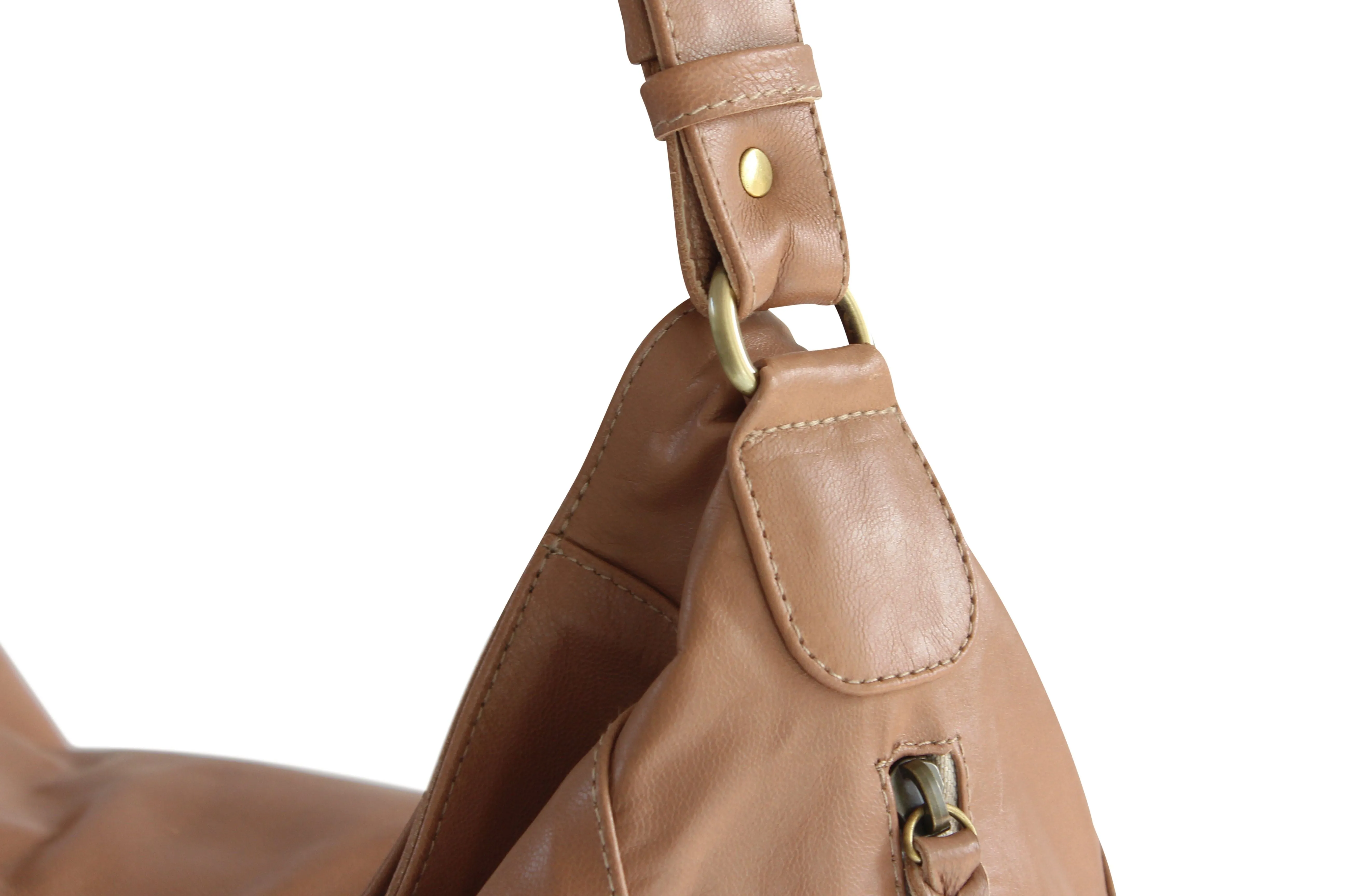 LOLA HOBO LEATHER HANDBAG IN NUDE