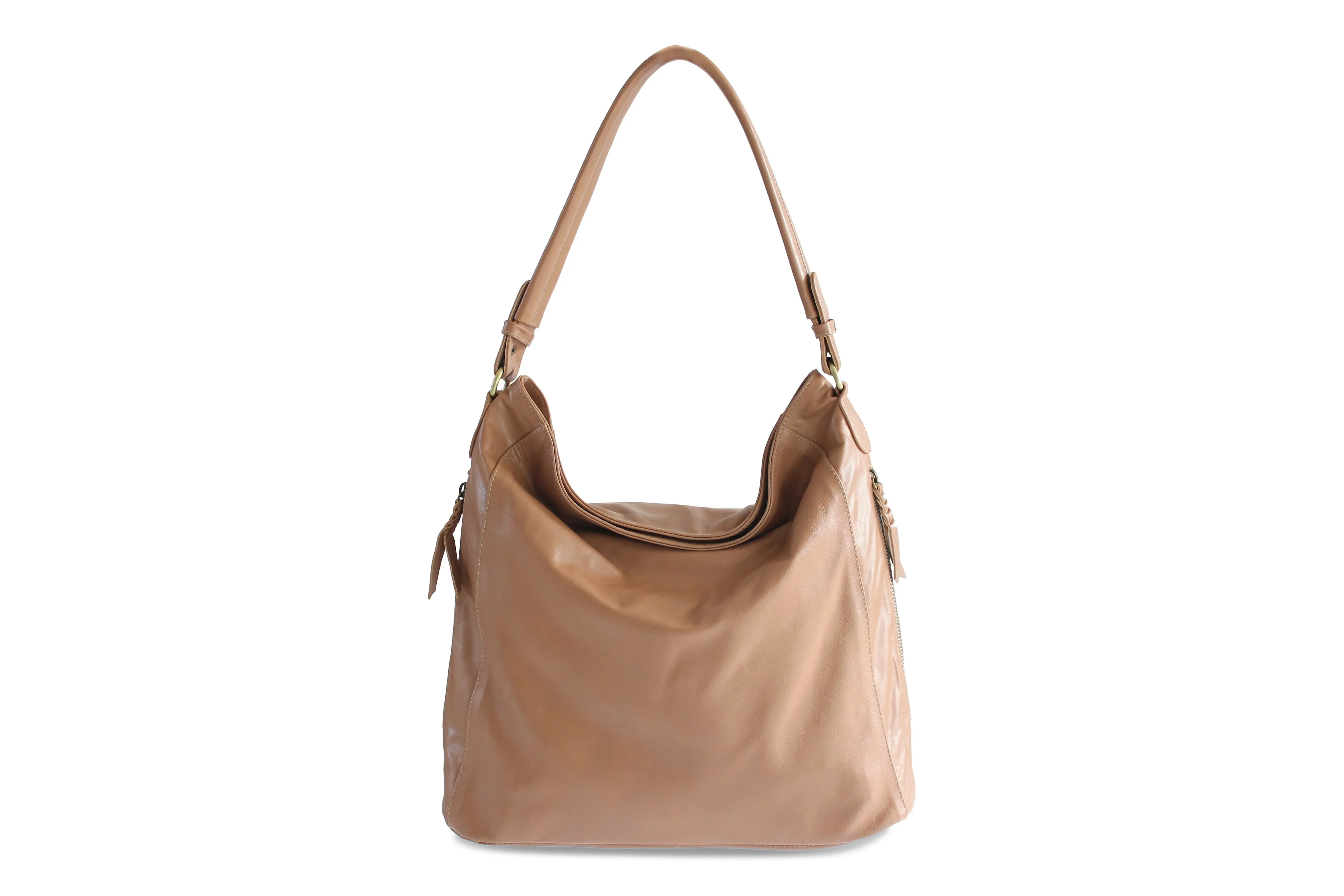 LOLA HOBO LEATHER HANDBAG IN NUDE