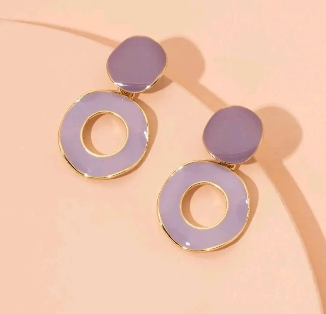 Modern Hoops Purple Circular Earrings