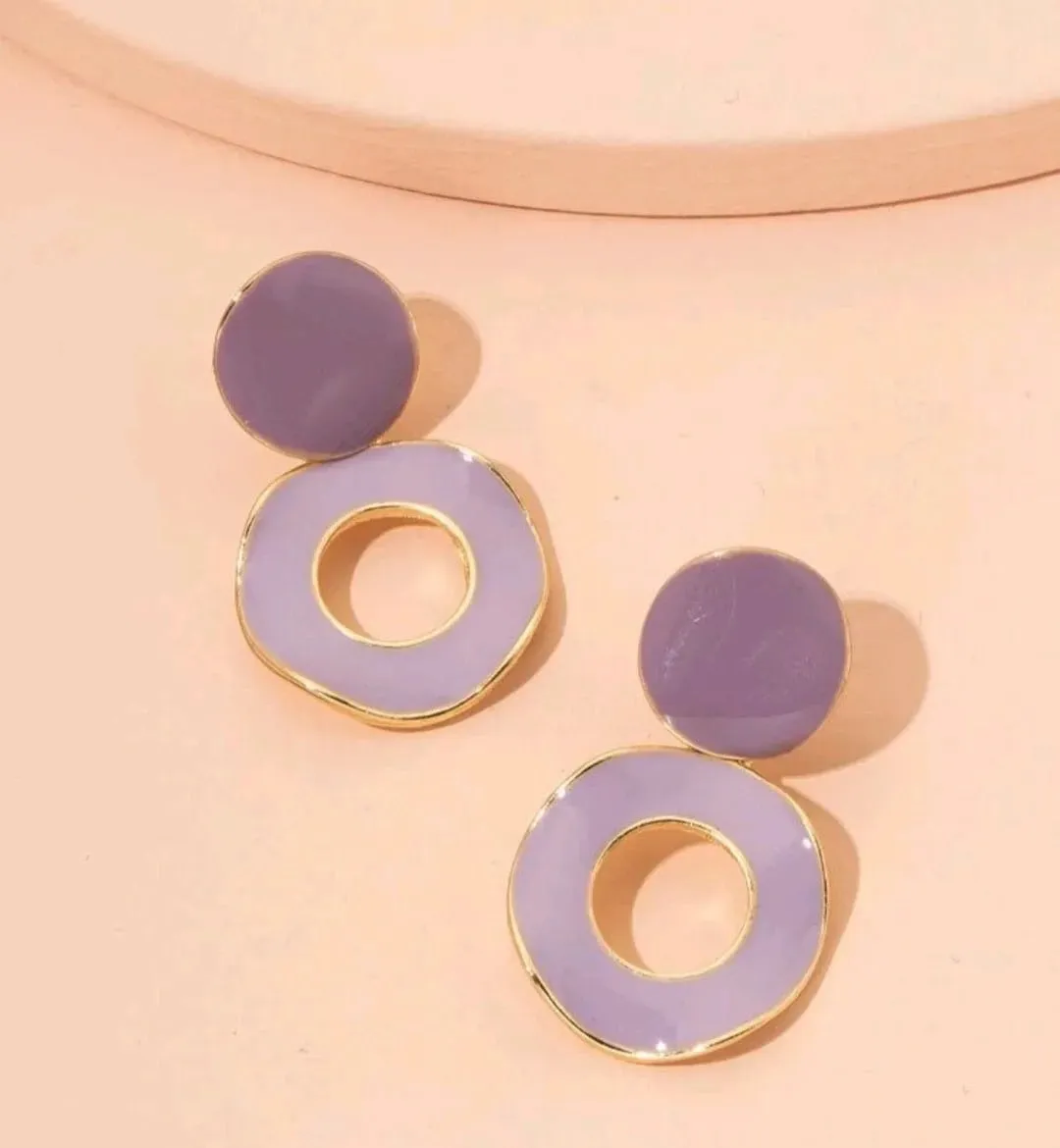 Modern Hoops Purple Circular Earrings