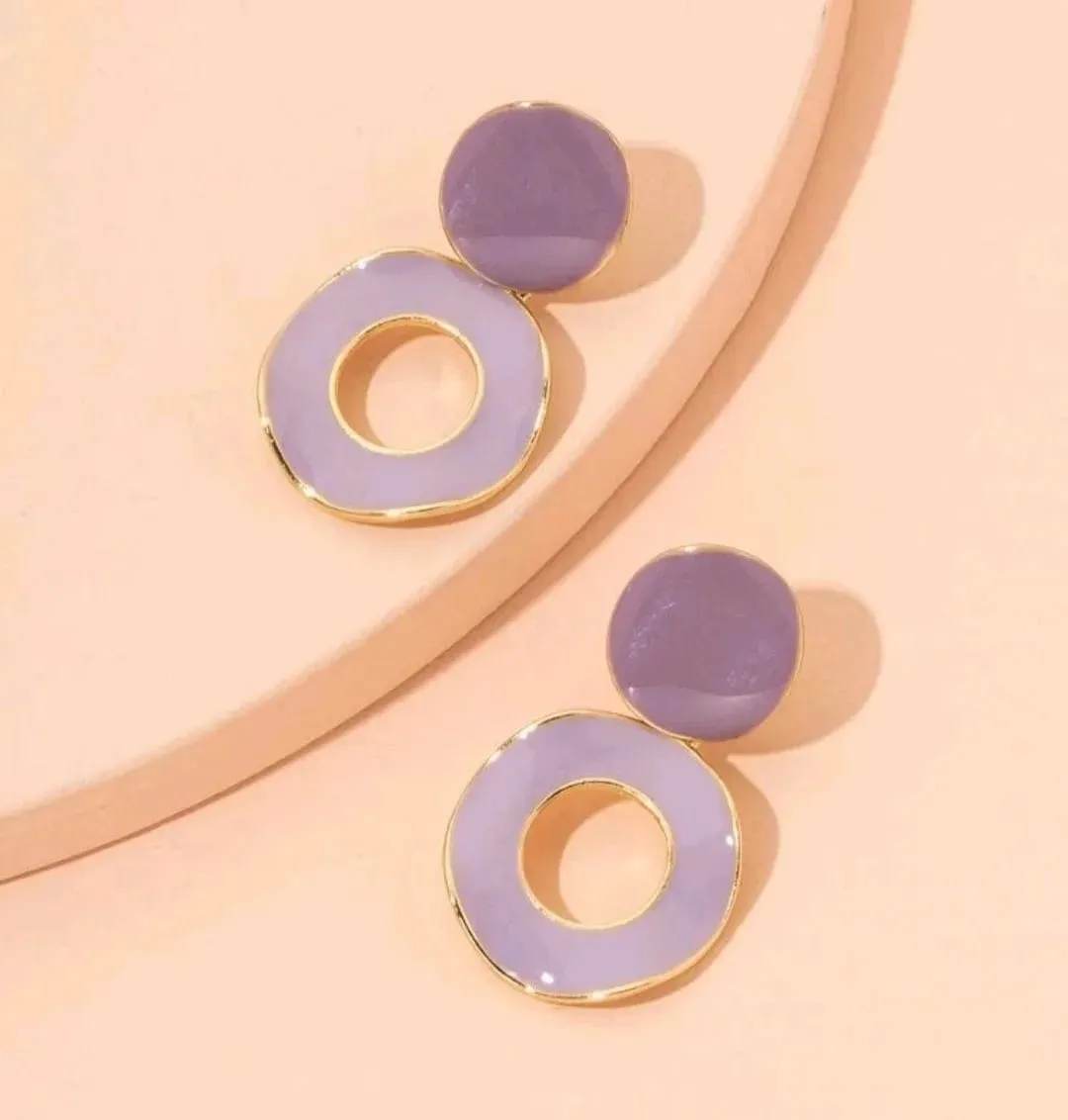 Modern Hoops Purple Circular Earrings