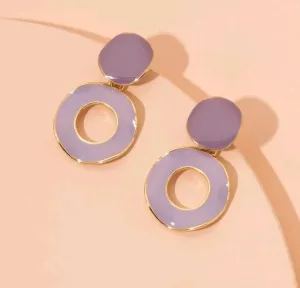 Modern Hoops Purple Circular Earrings
