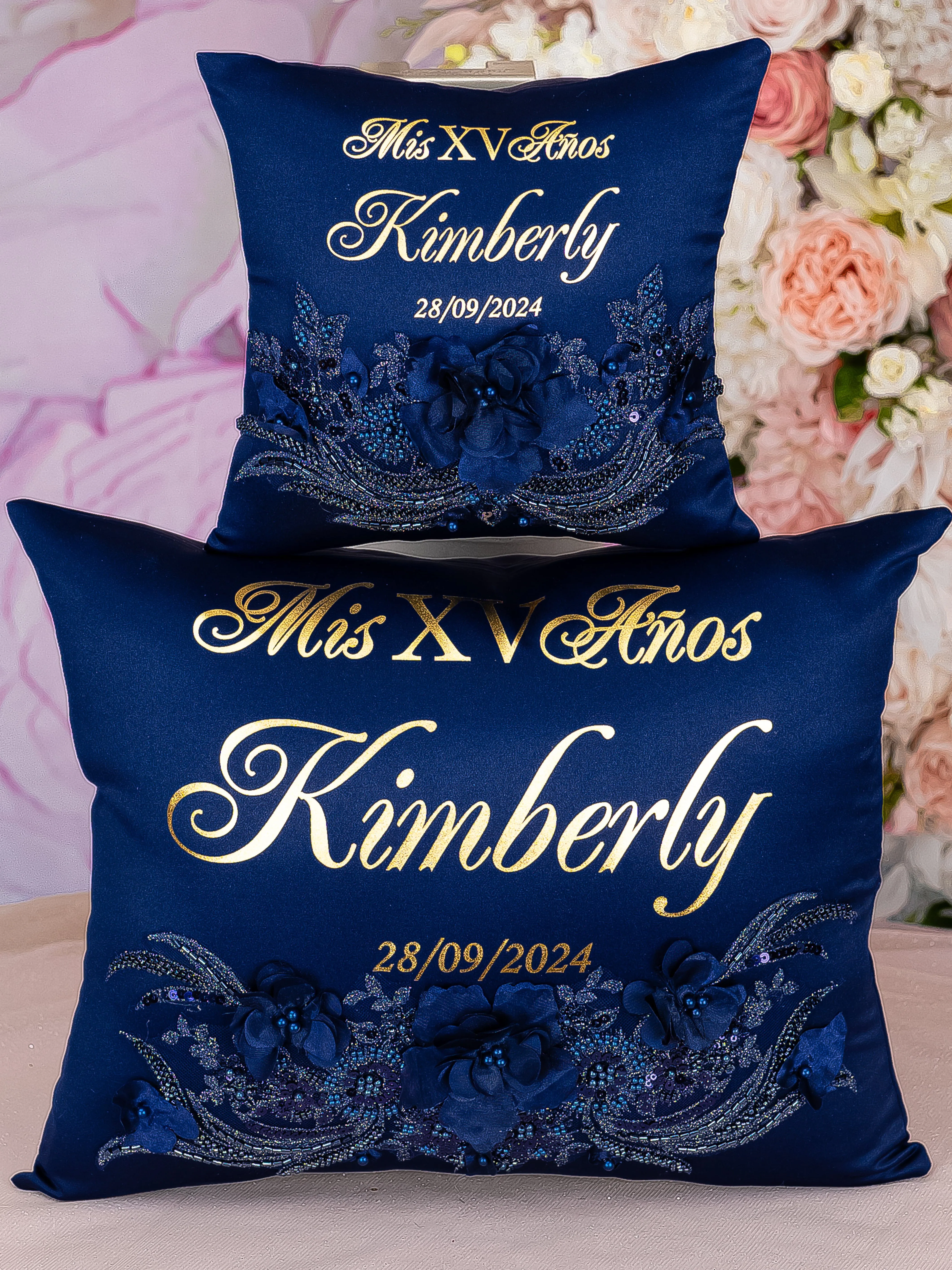Navy Blue with Gold Kiity for quinceanera