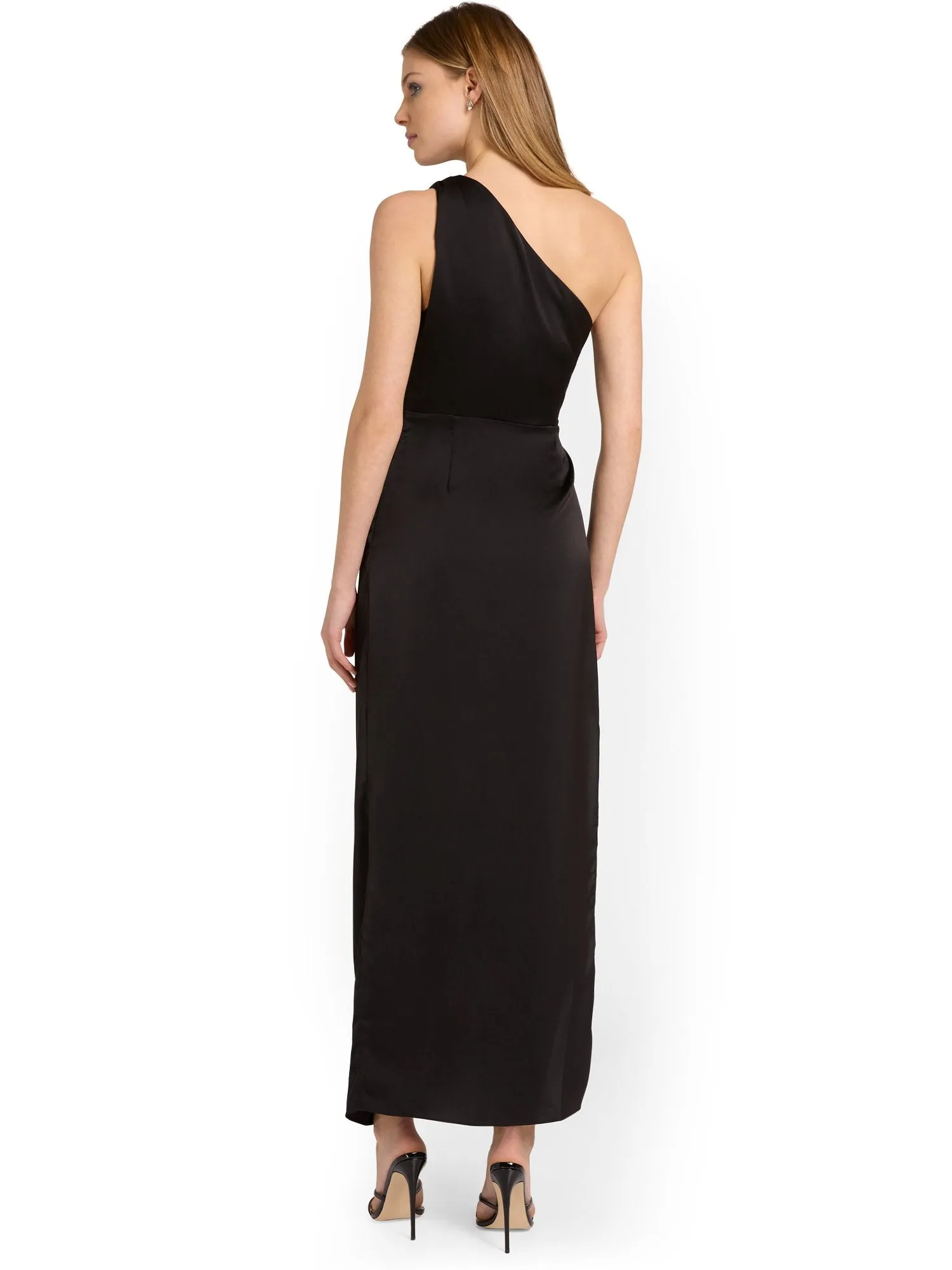 One-Shoulder Pleated Satin Midi Dress - Do Be