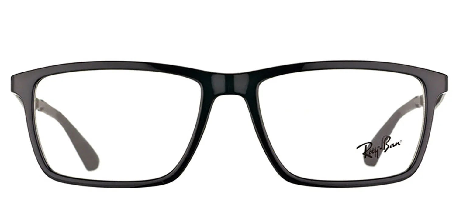 Ray-Ban RX 7056 2000 Rectangle Plastic Black Eyeglasses with Demo Lens