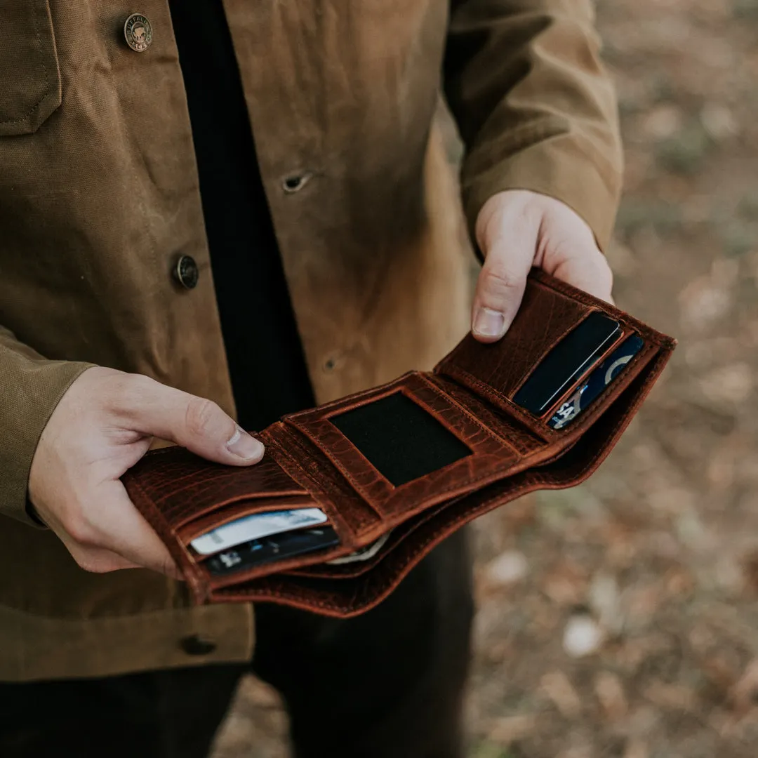 Ryder Reserve Bison Leather Trifold Wallet | Brown