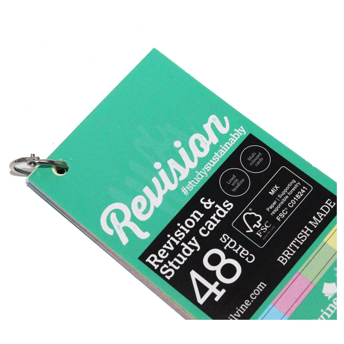 Silvine Revision &amp; Study 48 Cards in Assorted Colours Ruled with Ring Binder