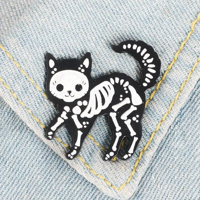 Spooky Black Cat Enamel Pin