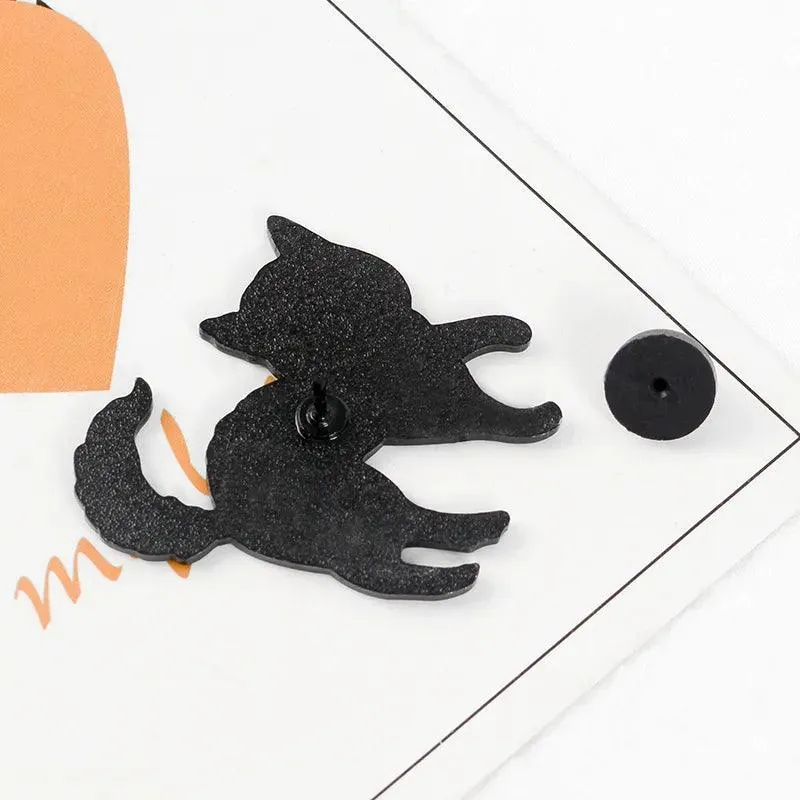 Spooky Black Cat Enamel Pin