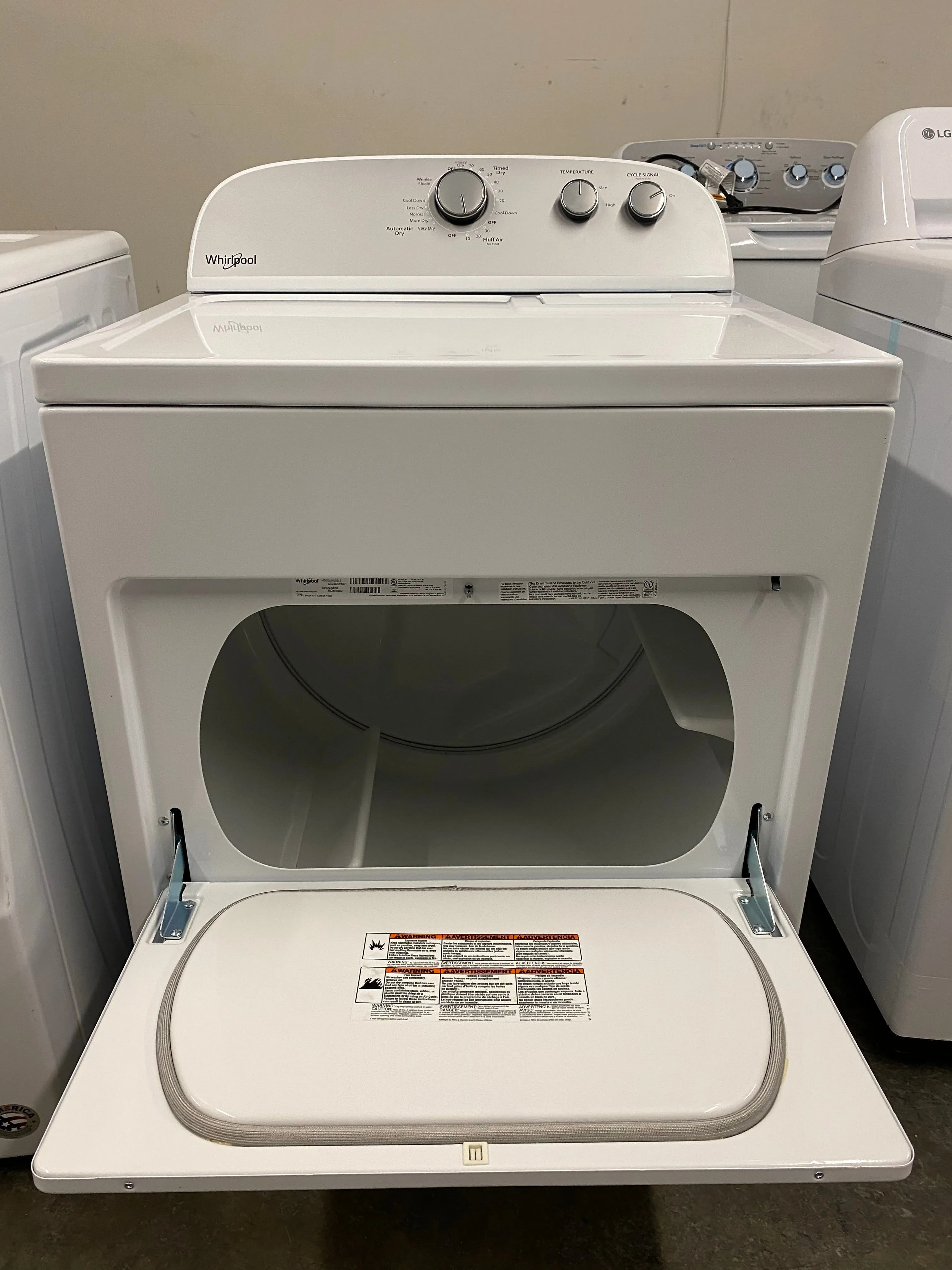 Whirlpool WGD4950HW 29 Inch Gas Dryer with 7.0 cu. ft. Capacity, AutoDry™, Wrinkle Shield™ Option, 14 Dryer Cycles, 3 Drying Temperatures, Hamper Door, Timed Dry, End-of-Cycle Signal, and Interior Light: White