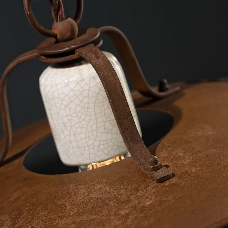 White and Rust Metal Pendant Light | Rise & Fall